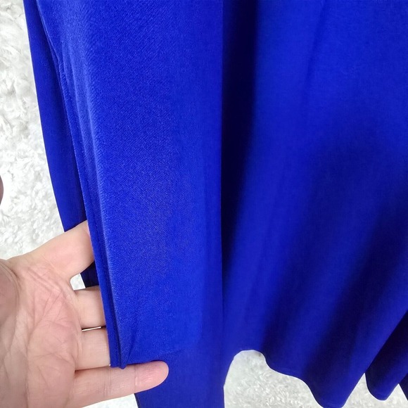 Susan Graver Dress Womens 3X Blue Short Sleeve Shift Pocket Stretch Liquid Knit - Picture 4 of 11